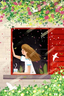 早安你好治愈系小清新女孩喝牛奶