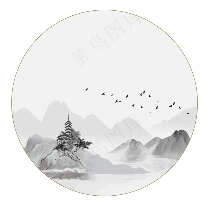 圆形风景图(2000X2000(DPI:300))psd模版下载