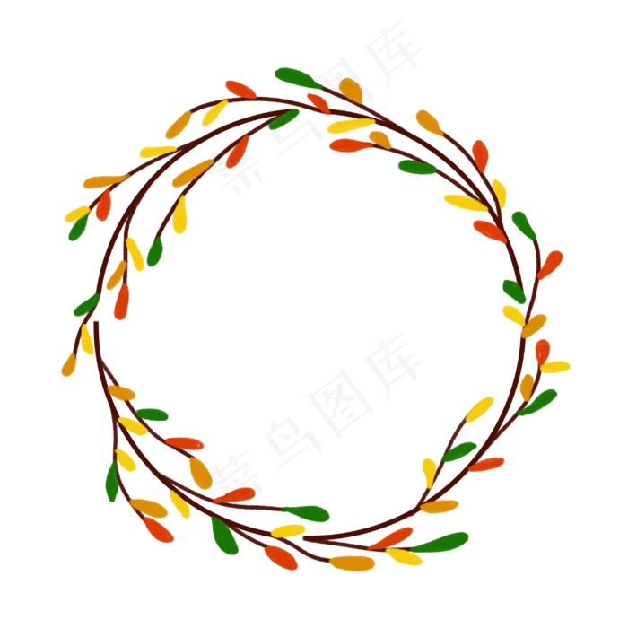 手绘夏天花朵免抠花环(3000X3000(DPI:300))psd模版下载