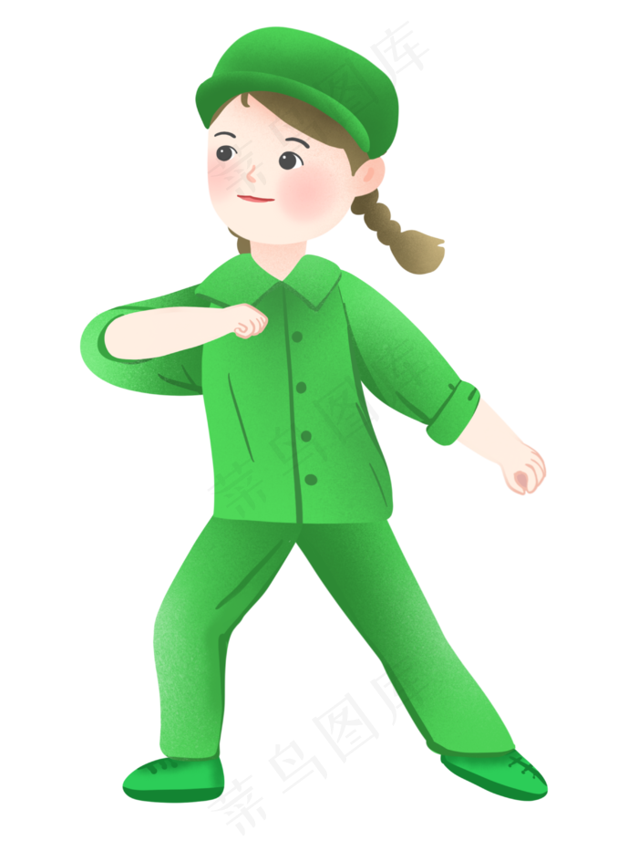 建军节走路女孩