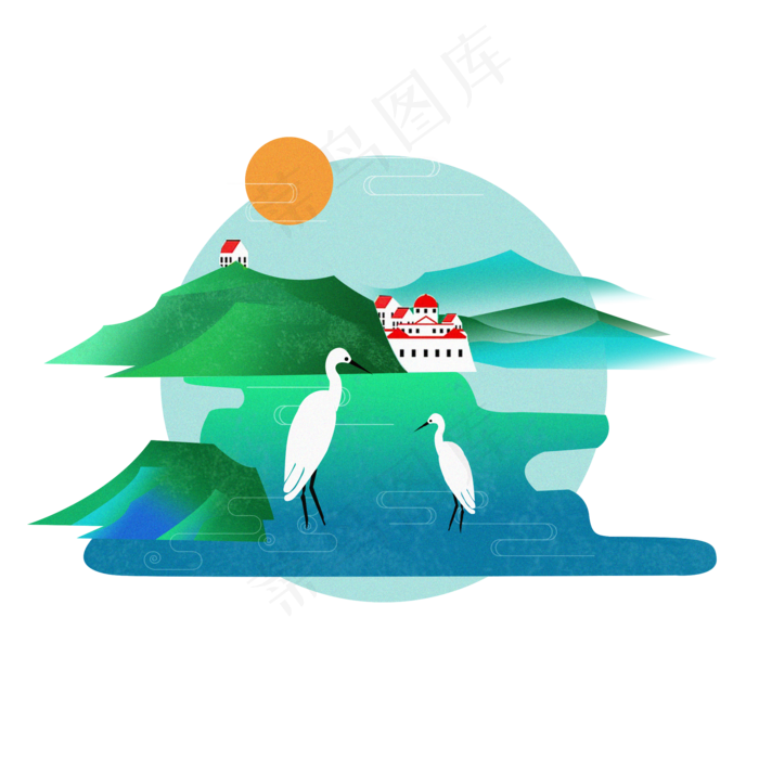 白露节气手绘插画,免抠元素