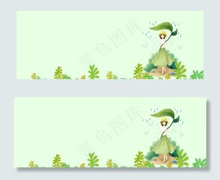 谷雨蓝色中国风食品荷塘banner