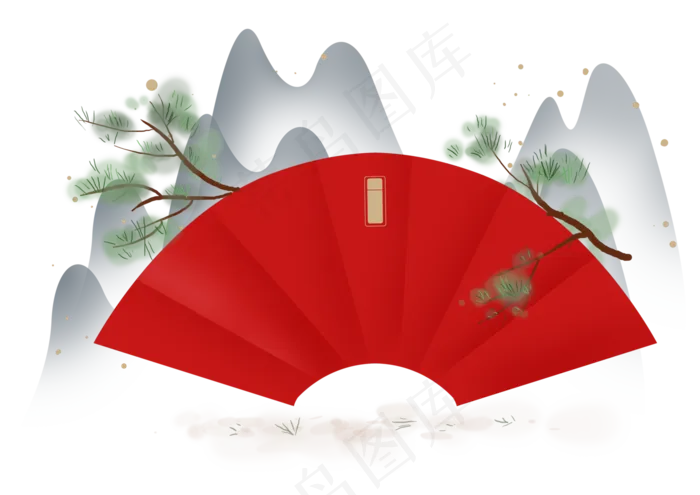 农历新年松树山峰文字框,免抠元素(4961*3508px 300 dpi )psd模版下载