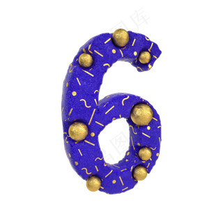 创意蓝金倒计时周年庆数字6