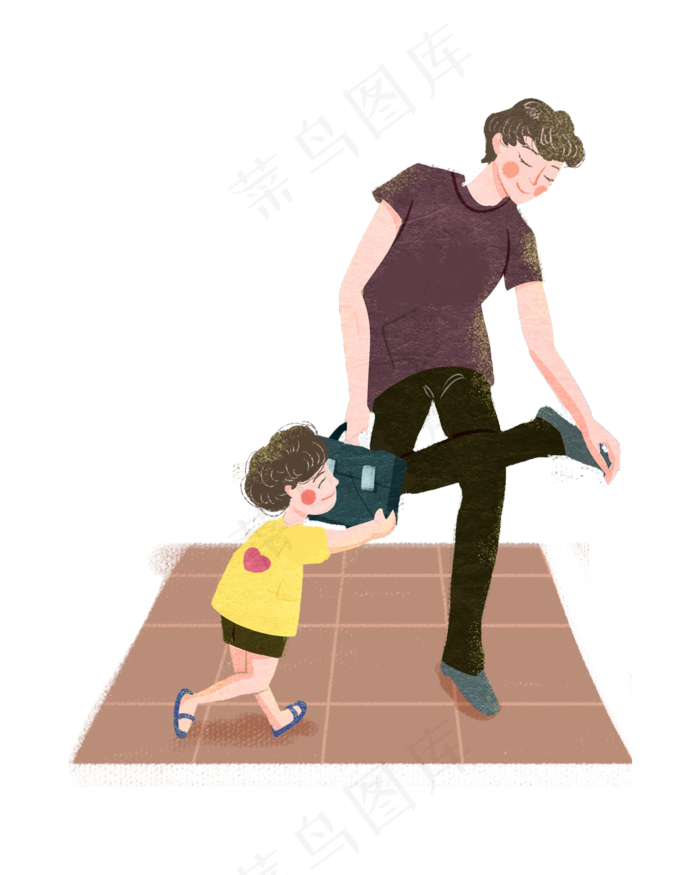 父亲节儿子帮爸爸拿包png素材
