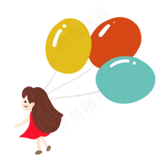 儿童节女孩气球PNG素材