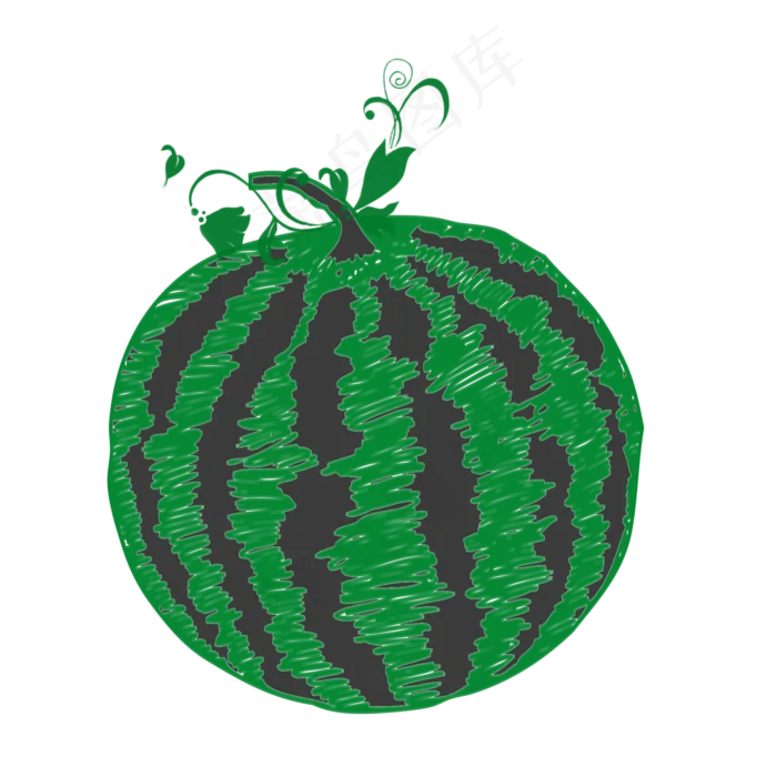 绿色卡通手绘西瓜(2000X2000(DPI:300))psd模版下载