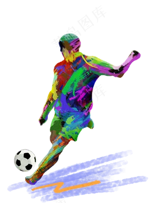 2018世界杯足球运动员水彩设计,免抠元素