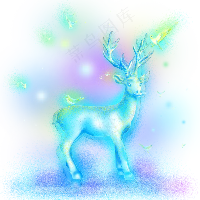 梦幻鹿鸟动物,免抠元素