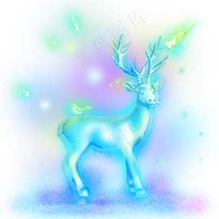 梦幻鹿鸟动物,免抠元素