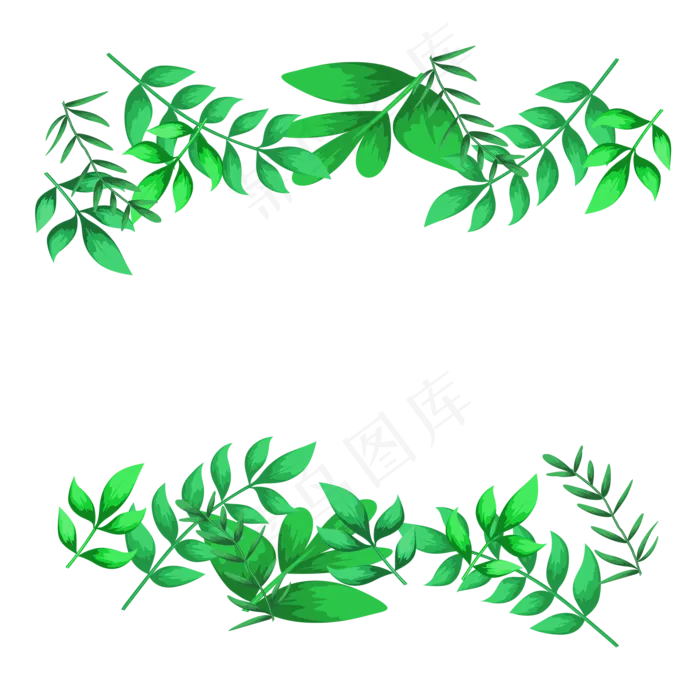手绘卡通免扣绿叶(2000X2000(DPI:300))psd模版下载