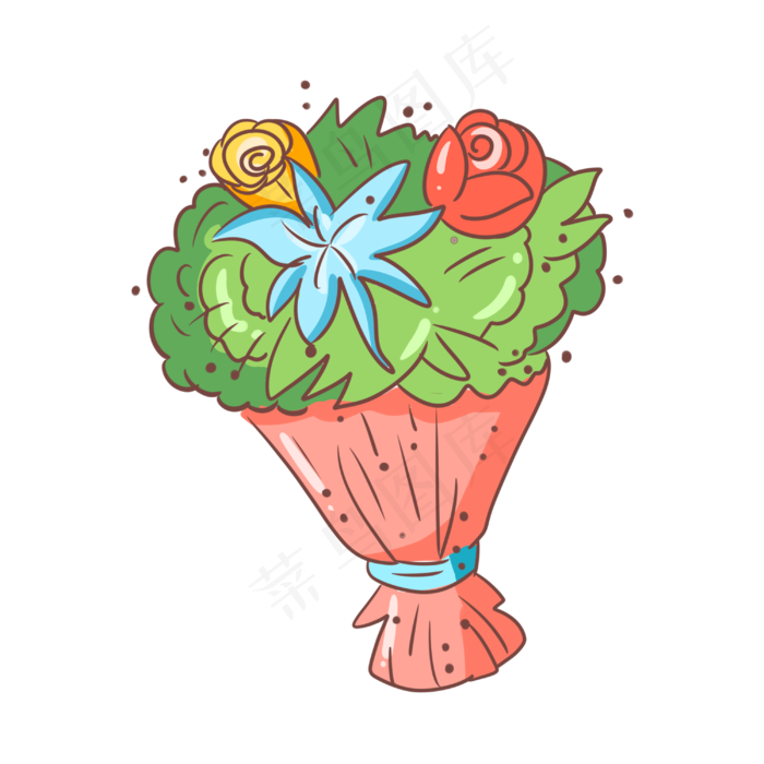 手绘玫瑰花束插画