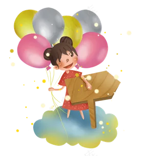 拿着彩色气球的女孩