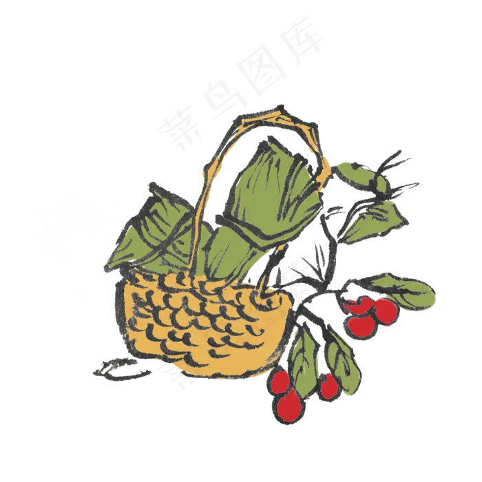 端午节水墨风粽子手绘(4000X4000(DPI:300))psd模版下载