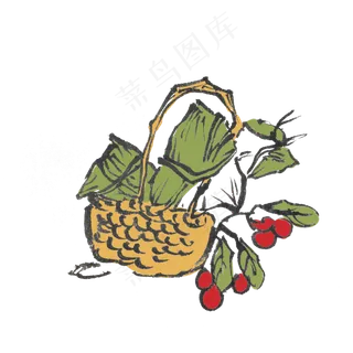 端午节水墨风粽子手绘