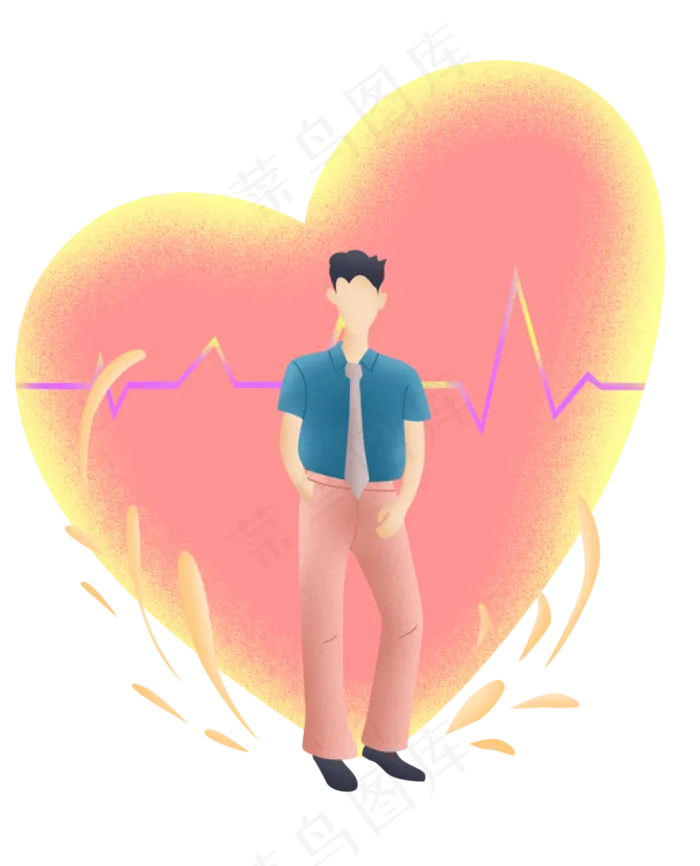 扁平噪点商务男心电图,免抠元素(3054X3776(DPI:300))psd模版下载