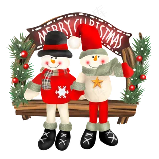 手绘圣诞快乐雪人,免抠元素