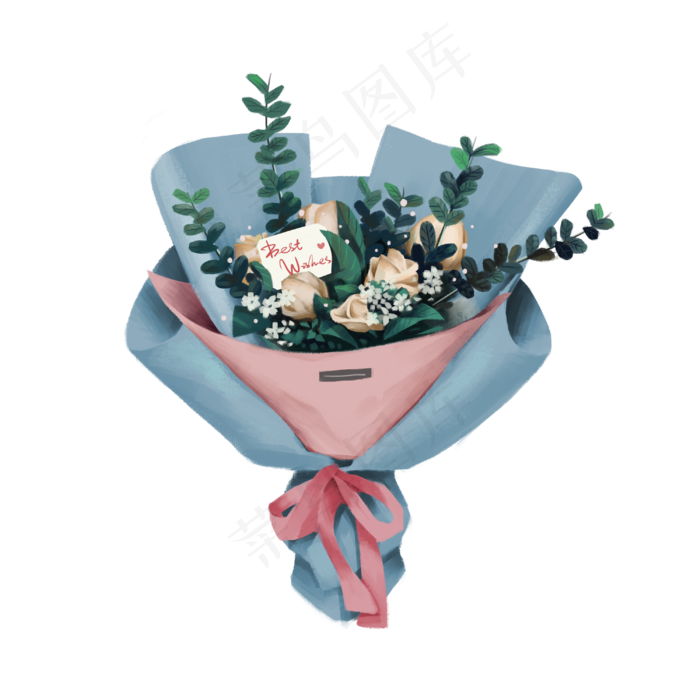 手绘女神妇女节日鲜花,免抠元素