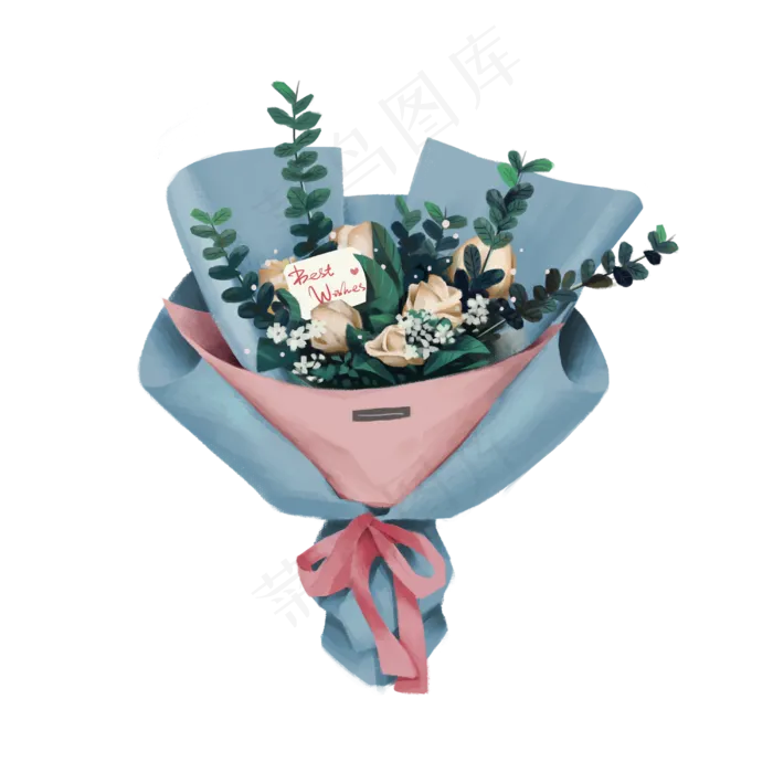 手绘女神妇女节日鲜花,免抠元素(3000X3000(DPI:300))psd模版下载