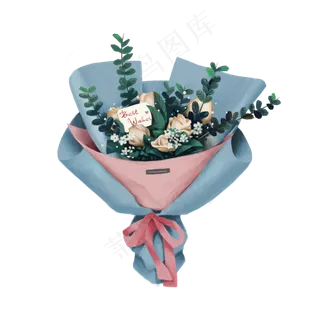 手绘女神妇女节日鲜花,免抠元素