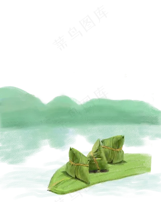 端午节手绘创意山水意境粽子