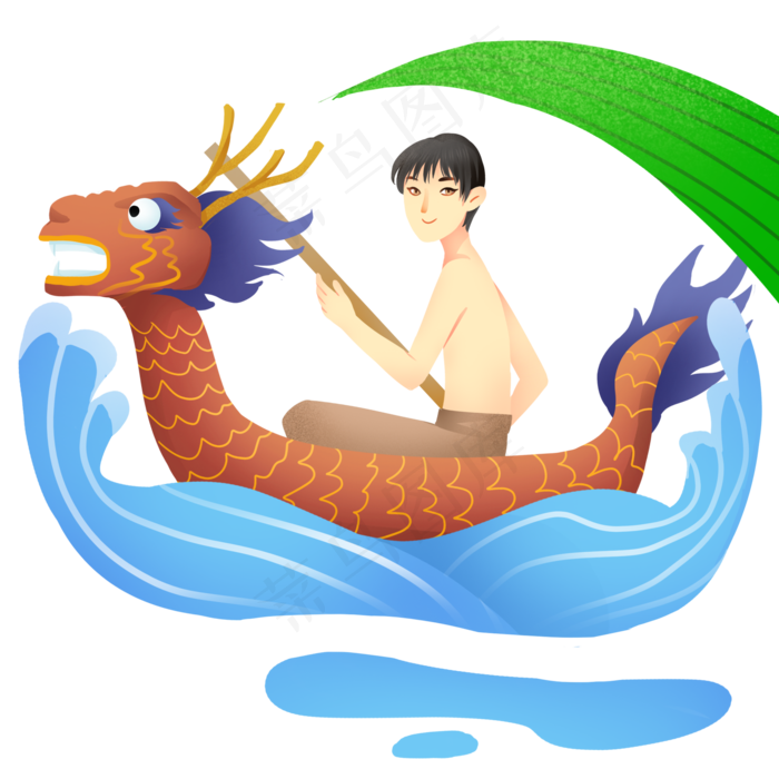 端午节赛龙舟男孩