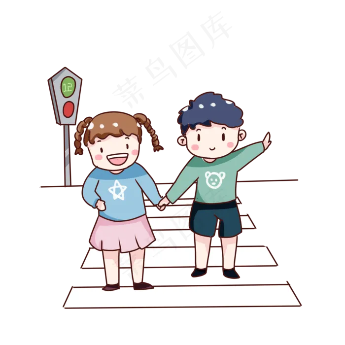 手绘卡通安全过马路,免抠元素(2000*2000px 300 dpi )psd模版下载