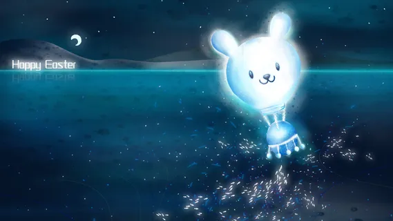 唯美复活节兔子热气球彩蛋白色