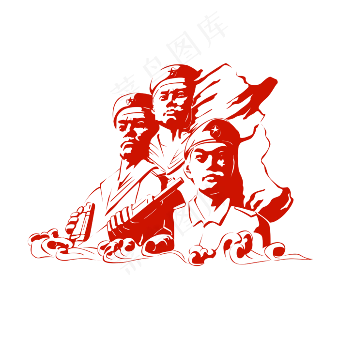 建军节现代海军剪影(2500X2500(DPI:300))psd模版下载