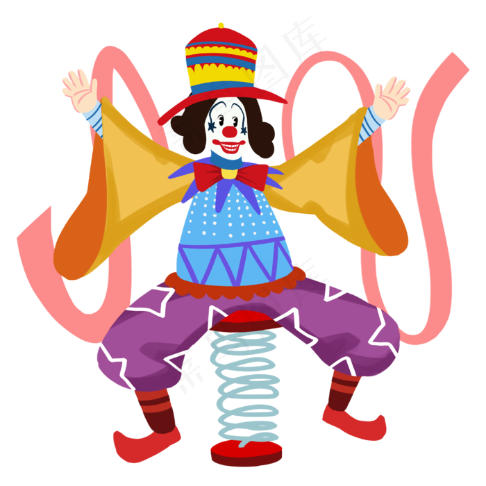 愚人节弹簧小丑手绘人物PNG,免抠元素