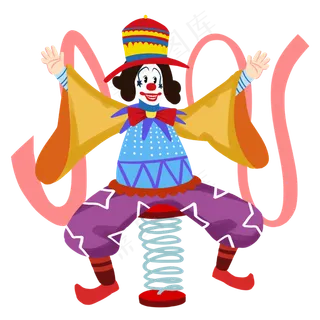 愚人节弹簧小丑手绘人物PNG,免抠元素