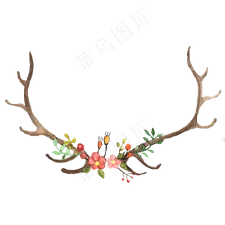 鹿角与花组合可商用元素