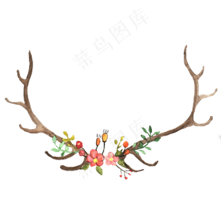 鹿角与花组合可商用元素