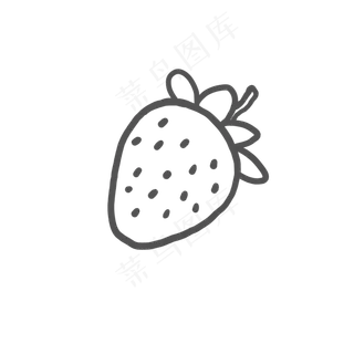 黑白线条草莓PNG,免抠元素