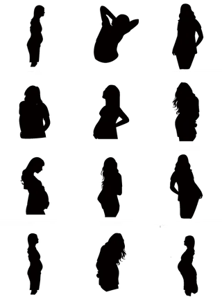 母亲节孕妇矢量剪影