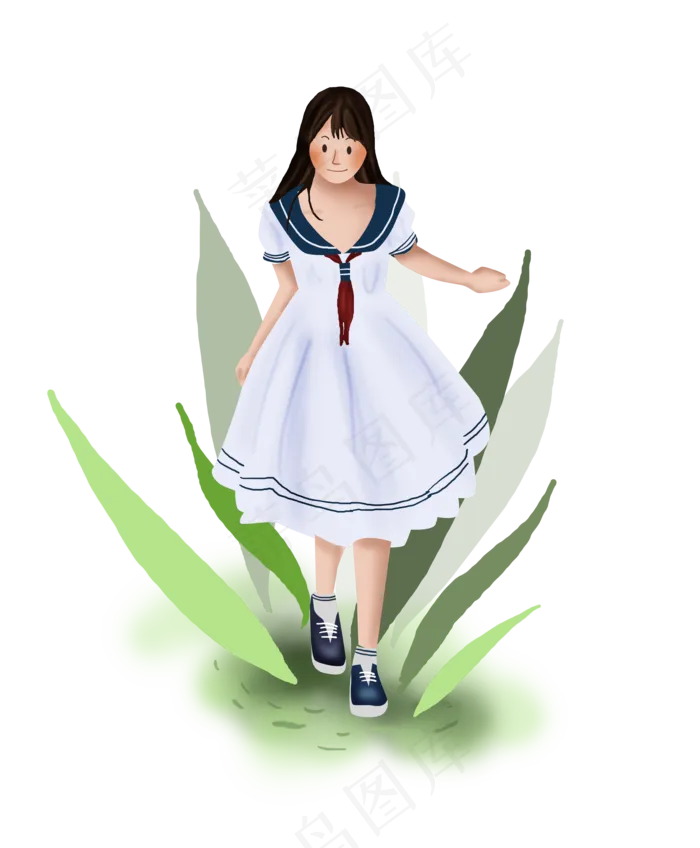 夏至出游的女学生(3508X4251(DPI:300))psd模版下载