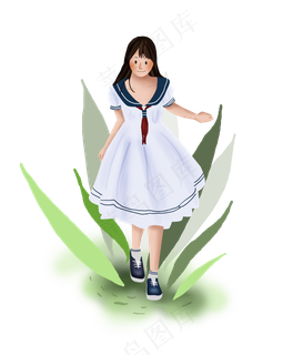 夏至出游的女学生