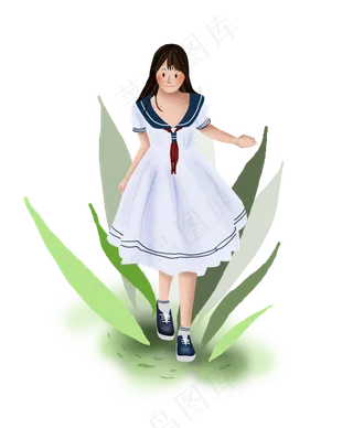 夏至出游的女学生