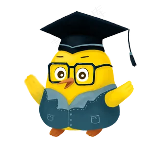 毕业季卡通小鸟博士帽素材
