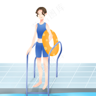游泳健身的小女孩,免抠元素
