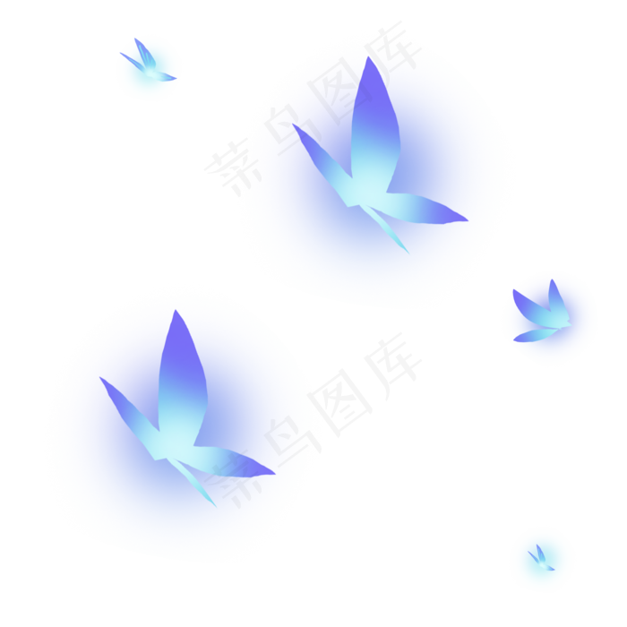 发光的蓝色蝴蝶卡通png素材(2000*2000px)psd模版下载