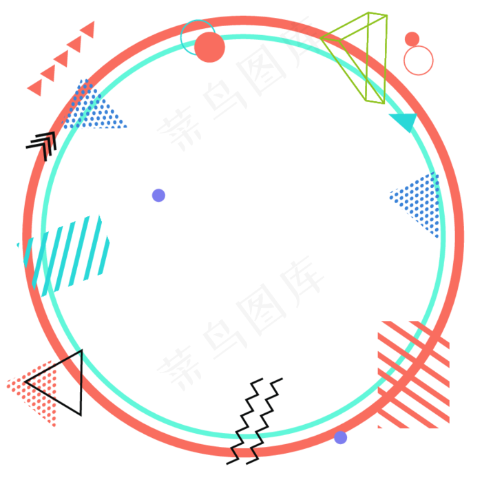 简约几何图案孟菲斯边框(2000*2000px 300 dpi )ai矢量模版下载