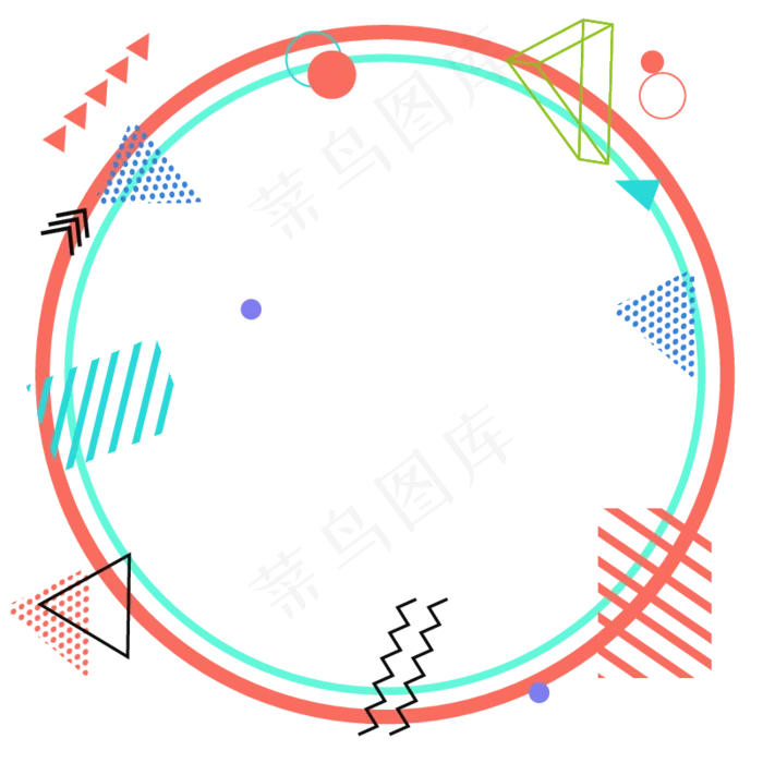简约几何图案孟菲斯边框(2000*2000px 300 dpi )ai矢量模版下载