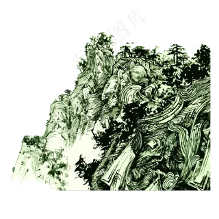 中国画水墨山水青山PNG