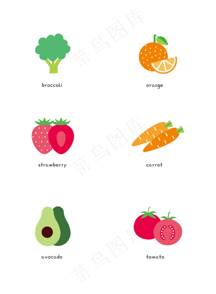 扁平化纯天然水果手绘(2000X2000(DPI:300))ai矢量模版下载