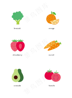扁平化纯天然水果手绘
