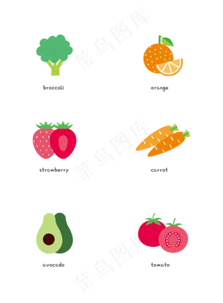 扁平化纯天然水果手绘
