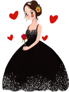 手绘卡通人物女孩女神素材png免抠