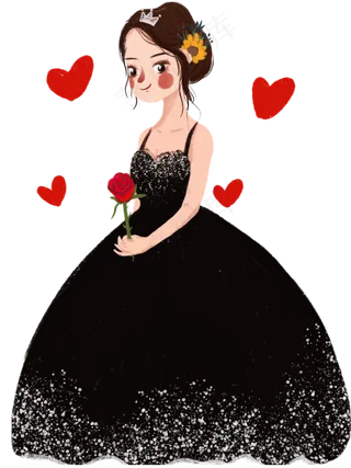 手绘卡通人物女孩女神素材png免抠