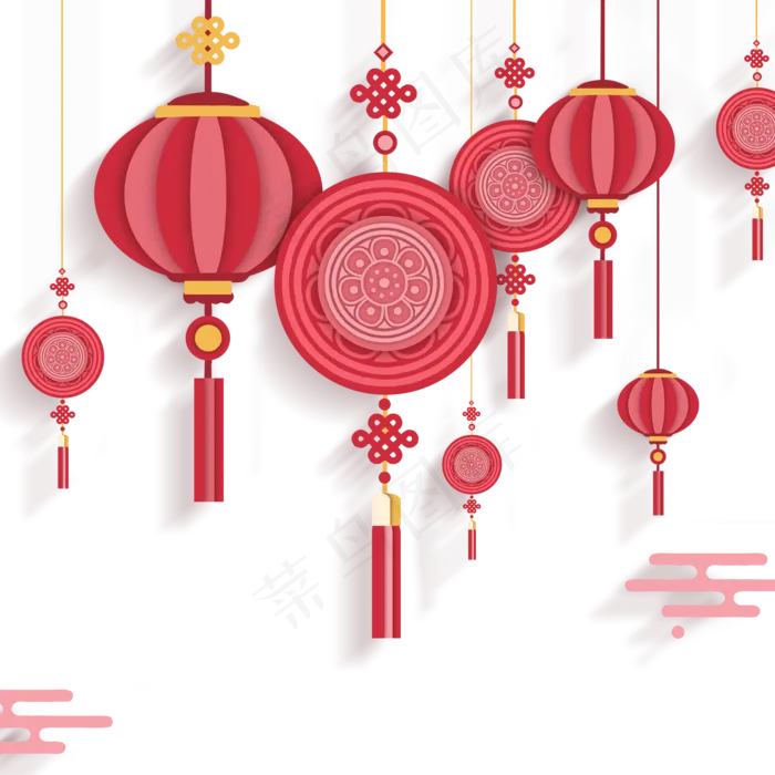 中秋灯笼红色剪纸风,免抠元素(2000X2000(DPI:300))psd模版下载